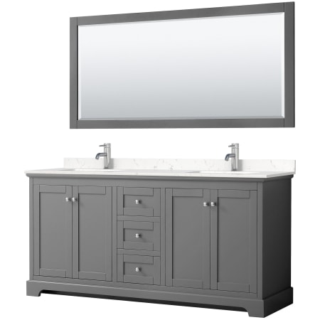 A large image of the Wyndham Collection WCV232372D-VCA-M70 Dark Gray / Carrara Cultured Marble Top / Polished Chrome Hardware