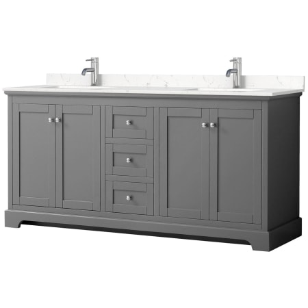 A large image of the Wyndham Collection WCV232372D-VCA-MXX Dark Gray / Carrara Cultured Marble Top / Polished Chrome Hardware