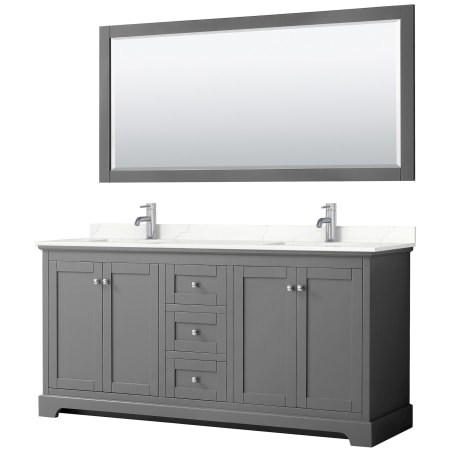 A large image of the Wyndham Collection WCV232372D-QTZ-UNSM70 Dark Gray / Giotto Quartz Top / Polished Chrome Hardware