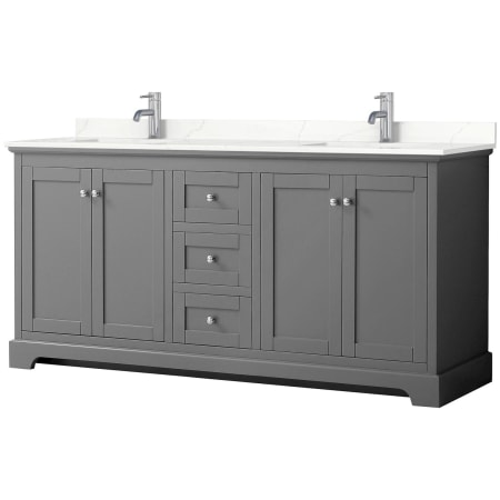 A large image of the Wyndham Collection WCV232372D-QTZ-UNSMXX Dark Gray / Giotto Quartz Top / Polished Chrome Hardware