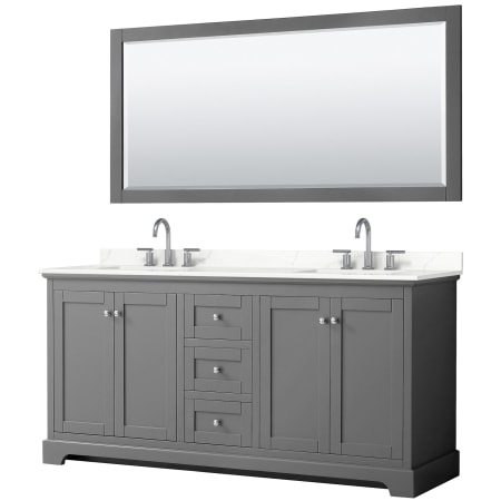 A large image of the Wyndham Collection WCV232372D-QTZ-US3M70 Dark Gray / Giotto Quartz Top / Polished Chrome Hardware