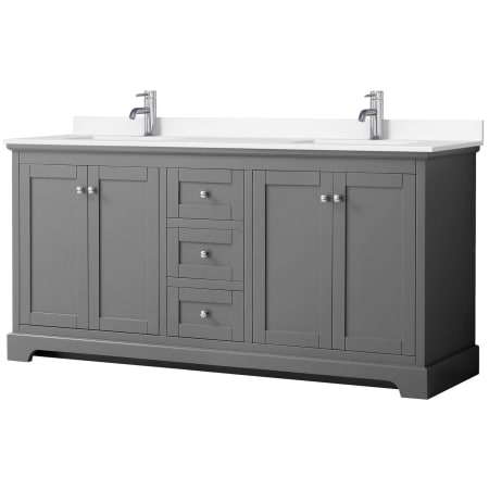 A large image of the Wyndham Collection WCV232372D-VCA-MXX Dark Gray / White Cultured Marble Top / Polished Chrome Hardware