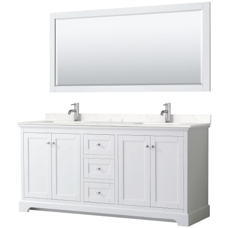 A large image of the Wyndham Collection WCV232372D-VCA-M70 White / Carrara Cultured Marble Top / Polished Chrome Hardware