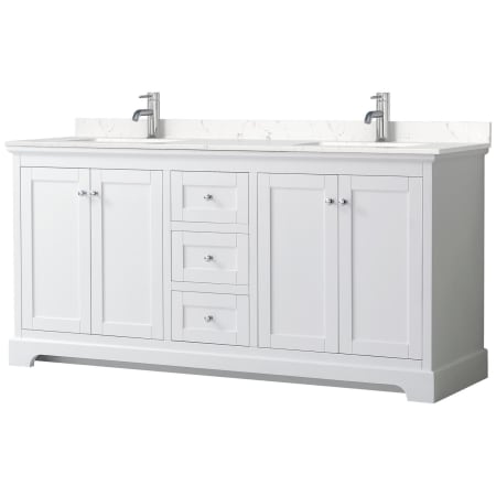 A large image of the Wyndham Collection WCV232372D-VCA-MXX White / Carrara Cultured Marble Top / Polished Chrome Hardware