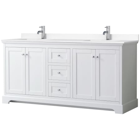 A large image of the Wyndham Collection WCV232372D-VCA-MXX White / White Cultured Marble Top / Polished Chrome Hardware
