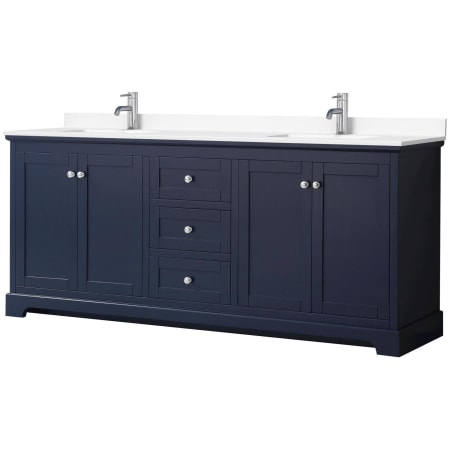 A large image of the Wyndham Collection WCV232380D-VCA-MXX Dark Blue / White Cultured Marble Top / Polished Chrome Hardware