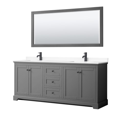 A large image of the Wyndham Collection WCV232380D-VCA-M70 Dark Gray / White Cultured Marble Top / Matte Black Hardware