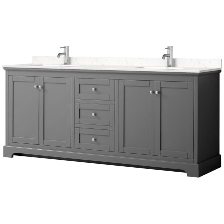 A large image of the Wyndham Collection WCV232380D-VCA-MXX Dark Gray / Carrara Cultured Marble Top / Polished Chrome Hardware
