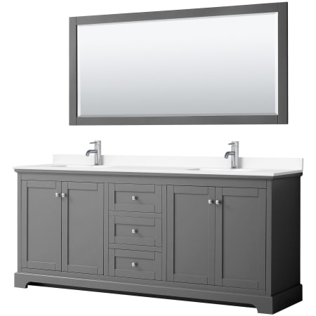A large image of the Wyndham Collection WCV232380D-VCA-M70 Dark Gray / White Cultured Marble Top / Polished Chrome Hardware