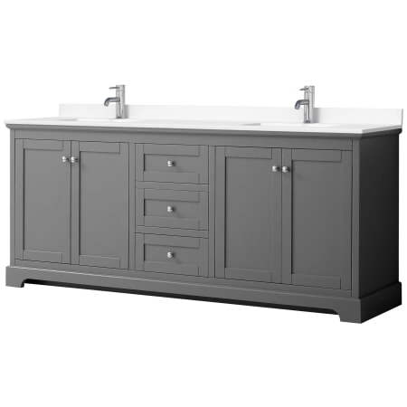 A large image of the Wyndham Collection WCV232380D-VCA-MXX Dark Gray / White Cultured Marble Top / Polished Chrome Hardware
