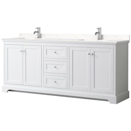 A large image of the Wyndham Collection WCV232380D-VCA-MXX White / Carrara Cultured Marble Top / Polished Chrome Hardware