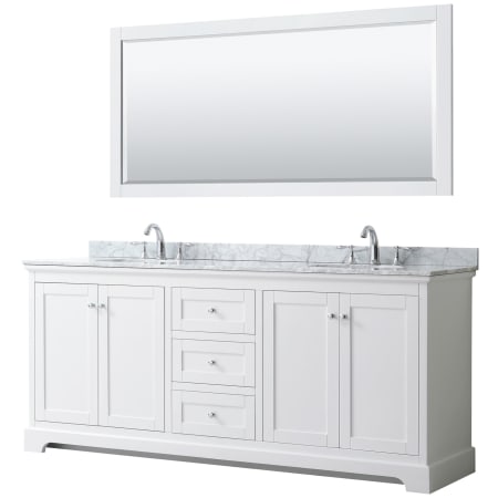 A large image of the Wyndham Collection WCV232380DCMUNOM70 White / White Carrara Marble Top / Polished Chrome Hardware