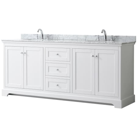 A large image of the Wyndham Collection WCV232380DCMUNOMXX White / White Carrara Marble Top / Polished Chrome Hardware