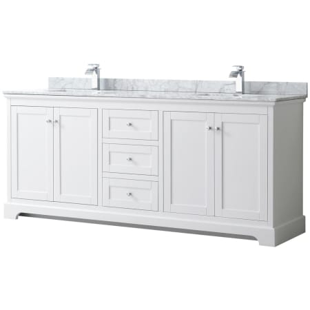 A large image of the Wyndham Collection WCV232380DCMUNSMXX White / White Carrara Marble Top / Polished Chrome Hardware