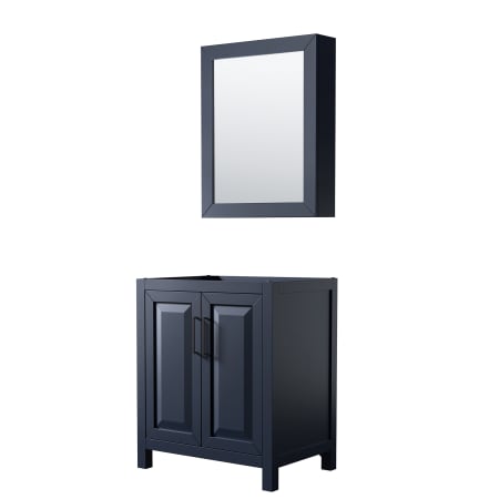 A large image of the Wyndham Collection WCV252530SCXSXXMED Dark Blue / Matte Black Hardware