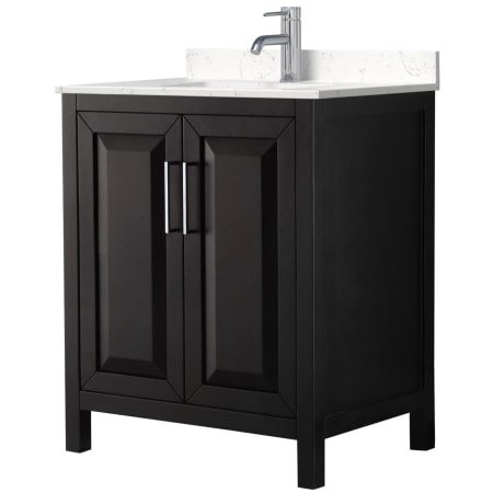 A large image of the Wyndham Collection WCV252530S-VCA-MXX Dark Espresso / Carrara Cultured Marble Top / Polished Chrome Hardware