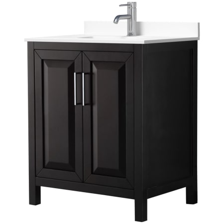 A large image of the Wyndham Collection WCV252530S-VCA-MXX Dark Espresso / White Cultured Marble Top / Polished Chrome Hardware