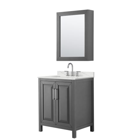 A large image of the Wyndham Collection WCV252530S-QTZ-US3MED Dark Gray / Giotto Quartz Top / Polished Chrome Hardware