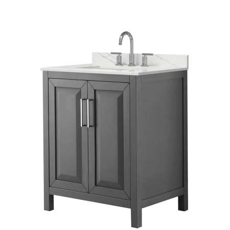 A large image of the Wyndham Collection WCV252530S-QTZ-US3MXX Dark Gray / Giotto Quartz Top / Polished Chrome Hardware