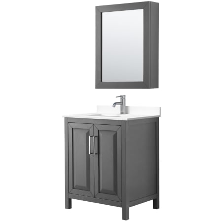 A large image of the Wyndham Collection WCV252530S-VCA-MED Dark Gray / White Cultured Marble Top / Polished Chrome Hardware