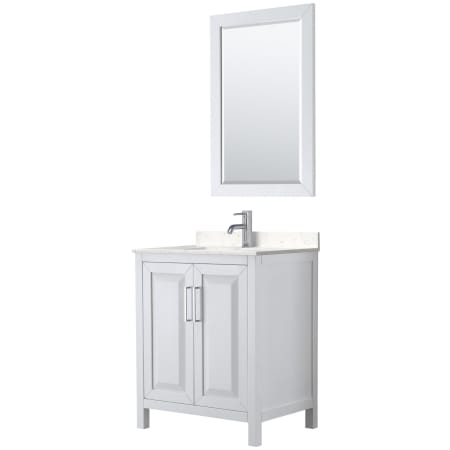 A large image of the Wyndham Collection WCV252530S-VCA-M24 White / Carrara Cultured Marble Top / Polished Chrome Hardware