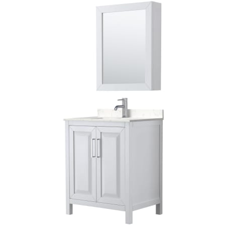 A large image of the Wyndham Collection WCV252530S-VCA-MED White / Carrara Cultured Marble Top / Polished Chrome Hardware