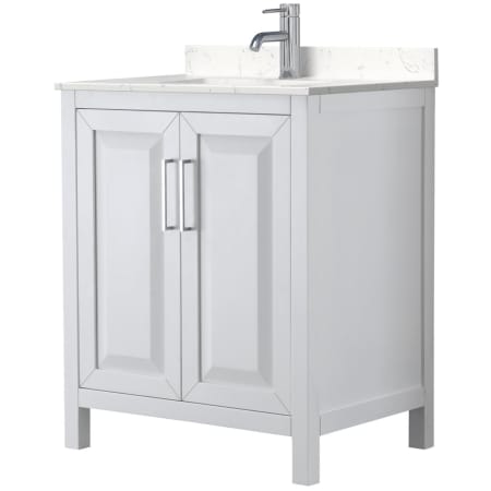 A large image of the Wyndham Collection WCV252530S-VCA-MXX White / Carrara Cultured Marble Top / Polished Chrome Hardware