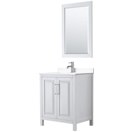 A large image of the Wyndham Collection WCV252530S-VCA-M24 White / White Cultured Marble Top / Polished Chrome Hardware