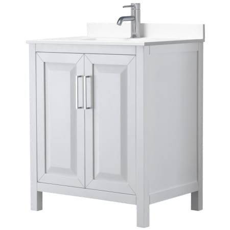 A large image of the Wyndham Collection WCV252530S-VCA-MXX White / White Cultured Marble Top / Polished Chrome Hardware