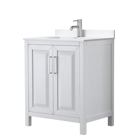 A large image of the Wyndham Collection WCV252530S-QTZ-UNSMXX White / White Quartz Top / Polished Chrome Hardware