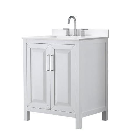 A large image of the Wyndham Collection WCV252530S-QTZ-US3MXX White / White Quartz Top / Polished Chrome Hardware