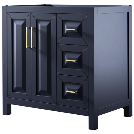 A large image of the Wyndham Collection WCV252536SCXSXXMXX Dark Blue / Brushed Gold Hardware