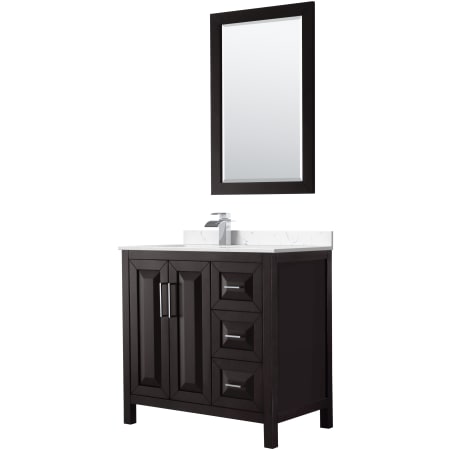 A large image of the Wyndham Collection WCV252536S-Left-VCA-M24 Dark Espresso / Carrara Cultured Marble Top / Polished Chrome Hardware