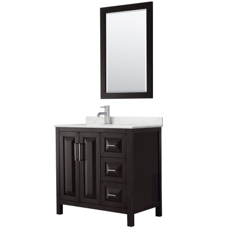 A large image of the Wyndham Collection WCV252536S-QTZ-UNSM24 Dark Espresso / Giotto Quartz Top / Polished Chrome Hardware