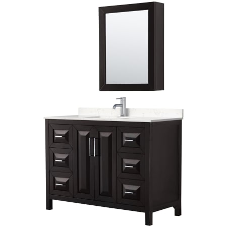 A large image of the Wyndham Collection WCV252548S-VCA-MED Dark Espresso / Carrara Cultured Marble Top / Polished Chrome Hardware
