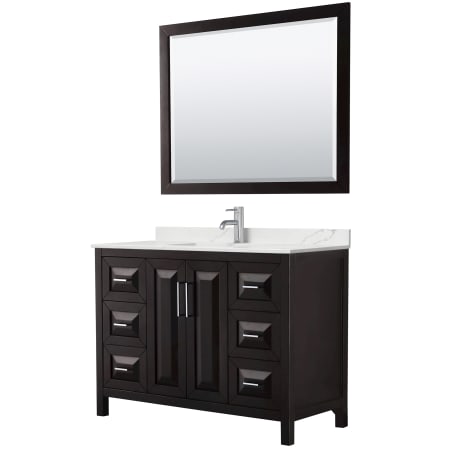 A large image of the Wyndham Collection WCV252548S-QTZ-UNSM46 Dark Espresso / Giotto Quartz Top / Polished Chrome Hardware