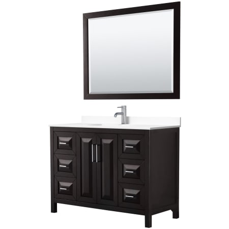A large image of the Wyndham Collection WCV252548S-VCA-M46 Dark Espresso / White Cultured Marble Top / Polished Chrome Hardware