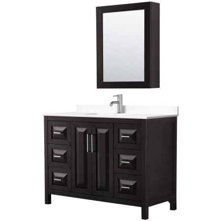 A large image of the Wyndham Collection WCV252548S-VCA-MED Dark Espresso / White Cultured Marble Top / Polished Chrome Hardware