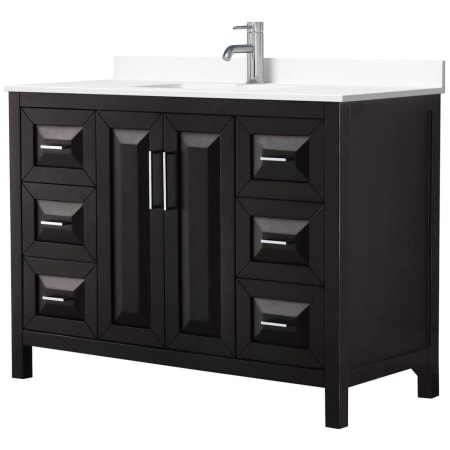 A large image of the Wyndham Collection WCV252548S-VCA-MXX Dark Espresso / White Cultured Marble Top / Polished Chrome Hardware