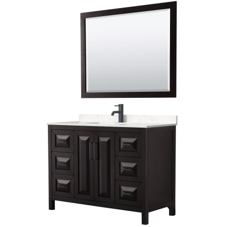 A large image of the Wyndham Collection WCV252548S-VCA-M46 Dark Espresso / Carrara Cultured Marble Top / Matte Black Hardware