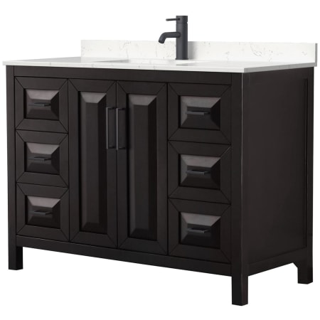 A large image of the Wyndham Collection WCV252548S-VCA-MXX Dark Espresso / Carrara Cultured Marble Top / Matte Black Hardware