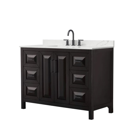 A large image of the Wyndham Collection WCV252548S-QTZ-US3MXX Dark Espresso / Giotto Quartz Top / Matte Black Hardware