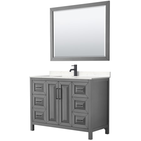 A large image of the Wyndham Collection WCV252548S-VCA-M46 Dark Gray / Carrara Cultured Marble Top / Matte Black Hardware