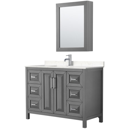 A large image of the Wyndham Collection WCV252548S-VCA-MED Dark Gray / Carrara Cultured Marble Top / Polished Chrome Hardware