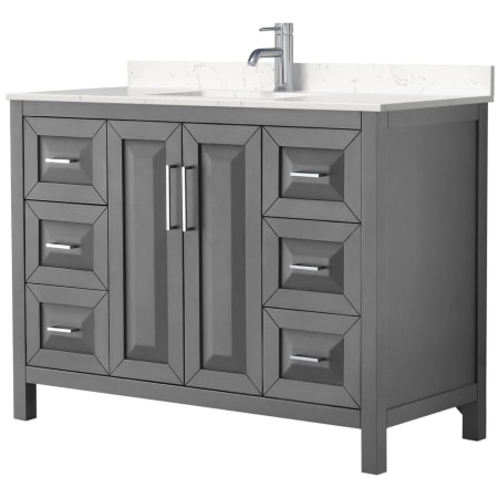 A large image of the Wyndham Collection WCV252548S-VCA-MXX Dark Gray / Carrara Cultured Marble Top / Polished Chrome Hardware