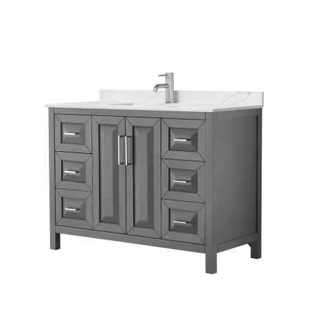 A large image of the Wyndham Collection WCV252548S-QTZ-UNSMXX Dark Gray / Giotto Quartz Top / Polished Chrome Hardware