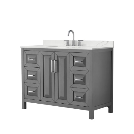 A large image of the Wyndham Collection WCV252548S-QTZ-US3MXX Dark Gray / Giotto Quartz Top / Polished Chrome Hardware