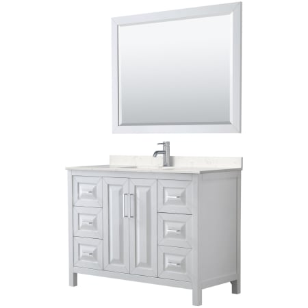 A large image of the Wyndham Collection WCV252548S-VCA-M46 White / Carrara Cultured Marble Top / Polished Chrome Hardware