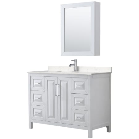 A large image of the Wyndham Collection WCV252548S-VCA-MED White / Carrara Cultured Marble Top / Polished Chrome Hardware