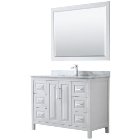 A large image of the Wyndham Collection WCV252548SUNSM46 White / White Carrara Marble Top / Polished Chrome Hardware